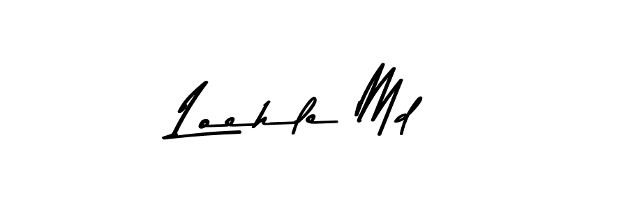How to make Loehle Md name signature. Use Asem Kandis PERSONAL USE style for creating short signs online. This is the latest handwritten sign. Loehle Md signature style 9 images and pictures png
