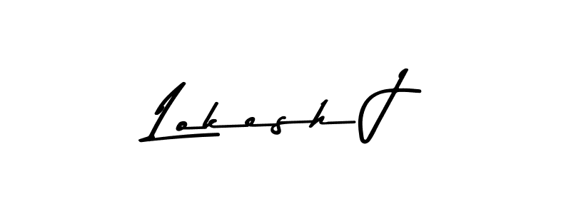 How to make Lokesh J name signature. Use Asem Kandis PERSONAL USE style for creating short signs online. This is the latest handwritten sign. Lokesh J signature style 9 images and pictures png