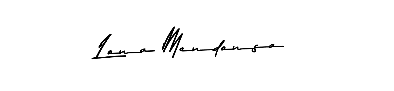 Create a beautiful signature design for name Lona Mendonsa. With this signature (Asem Kandis PERSONAL USE) fonts, you can make a handwritten signature for free. Lona Mendonsa signature style 9 images and pictures png