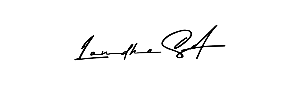 This is the best signature style for the Londhe S A name. Also you like these signature font (Asem Kandis PERSONAL USE). Mix name signature. Londhe S A signature style 9 images and pictures png