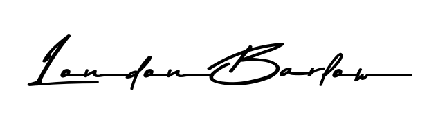 A sleek calligraphic signature for name London Barlow utilizing Asem Kandis PERSONAL USE styling. Great for adding personal signatures to photos and art. London Barlow signature style 9 images and pictures png