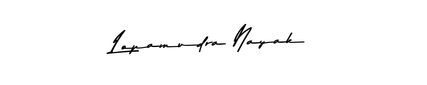 Create a beautiful signature design for name Lopamudra Nayak. With this signature (Asem Kandis PERSONAL USE) fonts, you can make a handwritten signature for free. Lopamudra Nayak signature style 9 images and pictures png