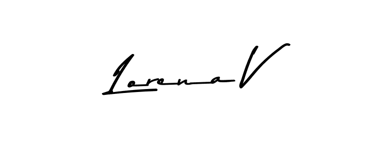 Make a beautiful signature design for name Lorena V. With this signature (Asem Kandis PERSONAL USE) style, you can create a handwritten signature for free. Lorena V signature style 9 images and pictures png