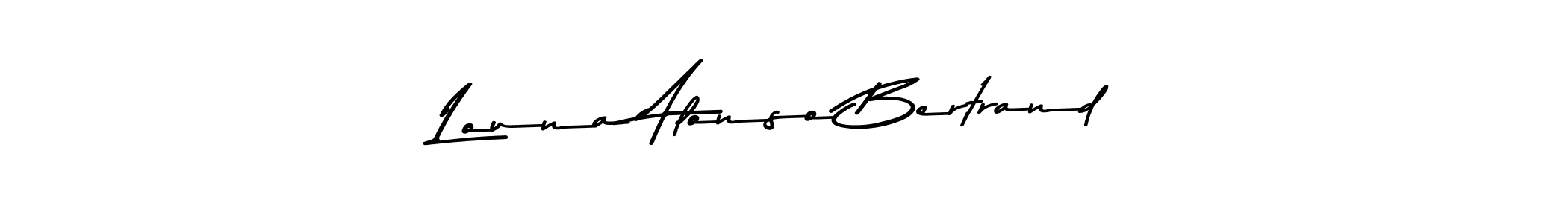 This is the best signature style for the Louna Alonso Bertrand name. Also you like these signature font (Asem Kandis PERSONAL USE). Mix name signature. Louna Alonso Bertrand signature style 9 images and pictures png