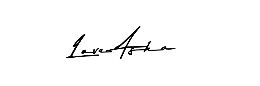 How to make Love Asha name signature. Use Asem Kandis PERSONAL USE style for creating short signs online. This is the latest handwritten sign. Love Asha signature style 9 images and pictures png