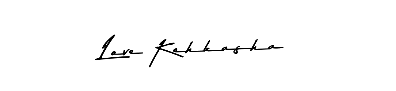 How to make Love Kehkasha name signature. Use Asem Kandis PERSONAL USE style for creating short signs online. This is the latest handwritten sign. Love Kehkasha signature style 9 images and pictures png