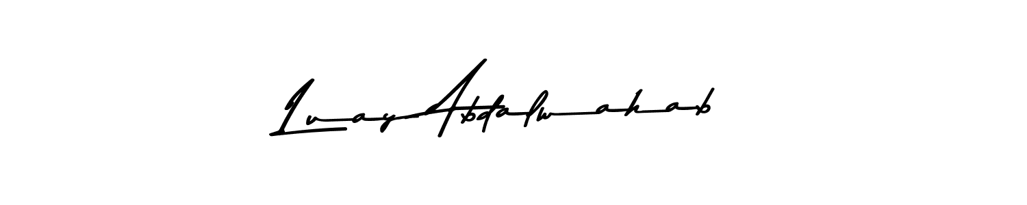 How to make Luay Abdalwahab name signature. Use Asem Kandis PERSONAL USE style for creating short signs online. This is the latest handwritten sign. Luay Abdalwahab signature style 9 images and pictures png