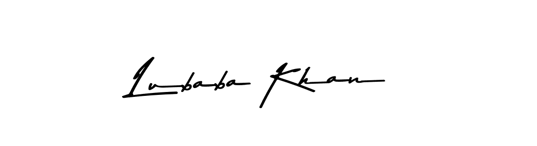 How to make Lubaba Khan name signature. Use Asem Kandis PERSONAL USE style for creating short signs online. This is the latest handwritten sign. Lubaba Khan signature style 9 images and pictures png