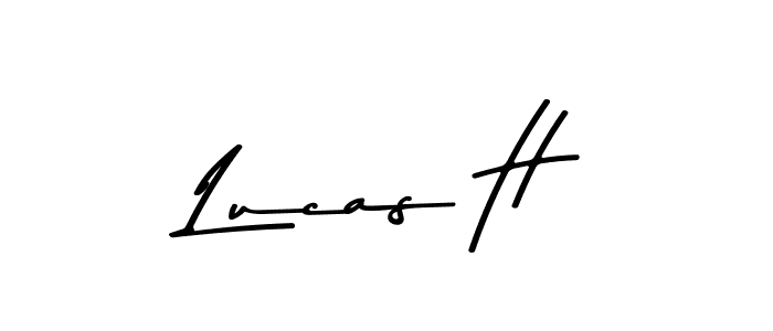 How to make Lucas H name signature. Use Asem Kandis PERSONAL USE style for creating short signs online. This is the latest handwritten sign. Lucas H signature style 9 images and pictures png