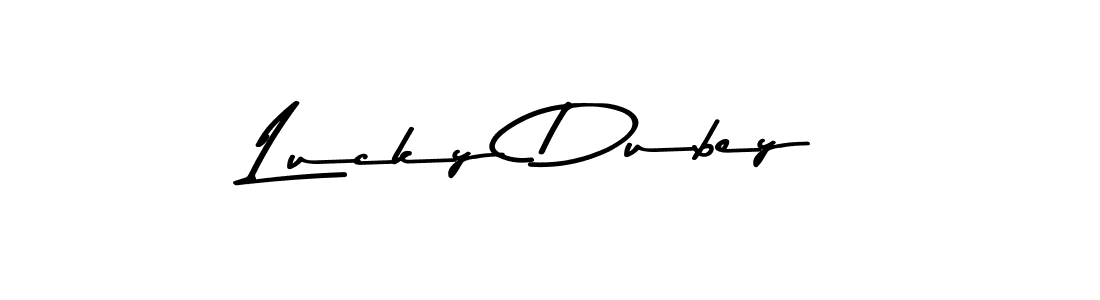 How to make Lucky Dubey name signature. Use Asem Kandis PERSONAL USE style for creating short signs online. This is the latest handwritten sign. Lucky Dubey signature style 9 images and pictures png