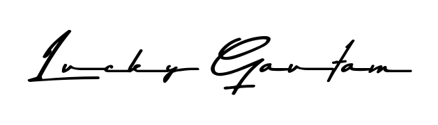 A timeless handwritten aesthetic for Lucky Gautam. The Asem Kandis PERSONAL USE font gives your signature a handcrafted feel with natural curves. Lucky Gautam signature style 9 images and pictures png