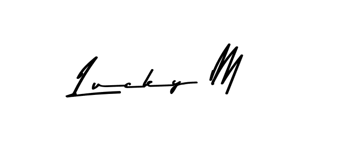 You should practise on your own different ways (Asem Kandis PERSONAL USE) to write your name (Lucky M) in signature. don't let someone else do it for you. Lucky M signature style 9 images and pictures png