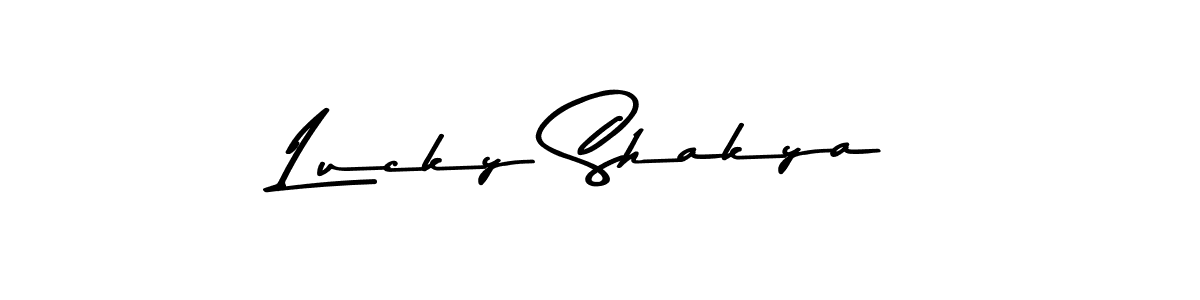How to make Lucky Shakya name signature. Use Asem Kandis PERSONAL USE style for creating short signs online. This is the latest handwritten sign. Lucky Shakya signature style 9 images and pictures png