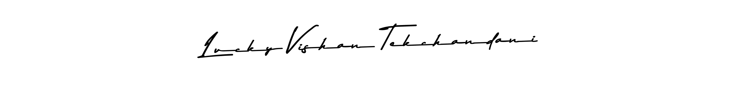 How to make Lucky Vishan Tekchandani name signature. Use Asem Kandis PERSONAL USE style for creating short signs online. This is the latest handwritten sign. Lucky Vishan Tekchandani signature style 9 images and pictures png