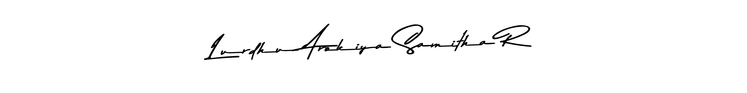 This is the best signature style for the Lurdhu Arokiya Samitha R name. Also you like these signature font (Asem Kandis PERSONAL USE). Mix name signature. Lurdhu Arokiya Samitha R signature style 9 images and pictures png