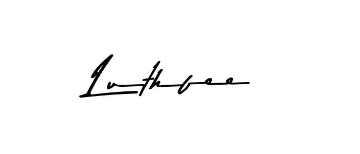 How to make Luthfee name signature. Use Asem Kandis PERSONAL USE style for creating short signs online. This is the latest handwritten sign. Luthfee signature style 9 images and pictures png