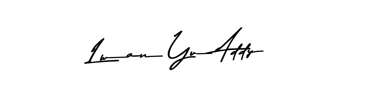 How to make Lwan Yu Addy name signature. Use Asem Kandis PERSONAL USE style for creating short signs online. This is the latest handwritten sign. Lwan Yu Addy signature style 9 images and pictures png
