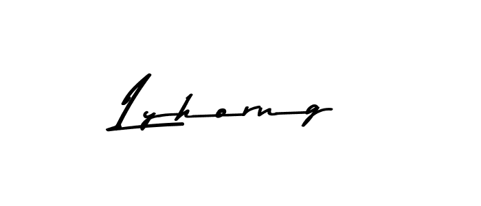How to make Lyhorng name signature. Use Asem Kandis PERSONAL USE style for creating short signs online. This is the latest handwritten sign. Lyhorng signature style 9 images and pictures png