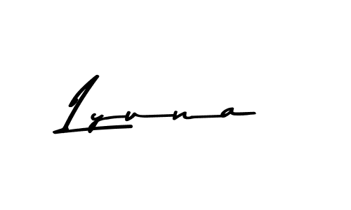 Create a beautiful signature design for name Lyuna. With this signature (Asem Kandis PERSONAL USE) fonts, you can make a handwritten signature for free. Lyuna signature style 9 images and pictures png