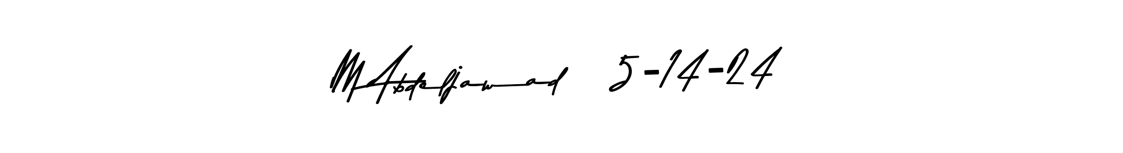 The best way (Asem Kandis PERSONAL USE) to make a short signature is to pick only two or three words in your name. The name M Abdeljawad   5-14-24 include a total of six letters. For converting this name. M Abdeljawad   5-14-24 signature style 9 images and pictures png