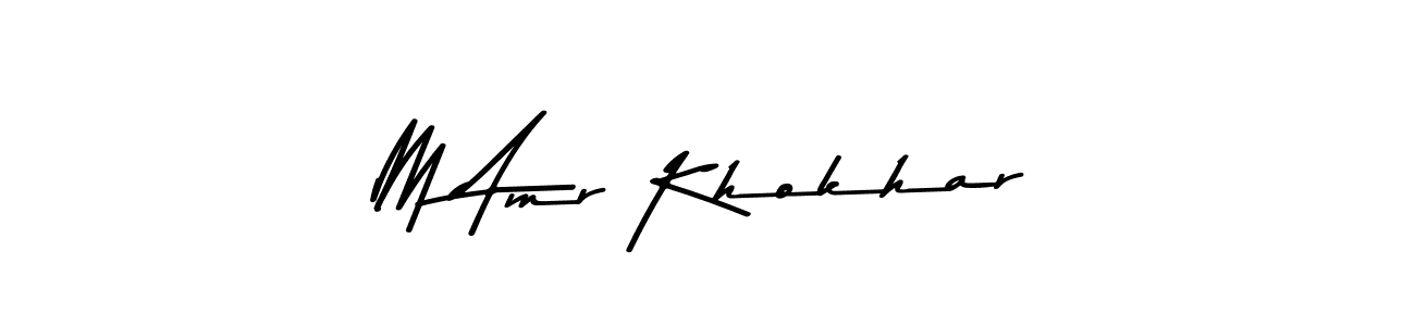 Create a beautiful signature design for name M Amr Khokhar. With this signature (Asem Kandis PERSONAL USE) fonts, you can make a handwritten signature for free. M Amr Khokhar signature style 9 images and pictures png