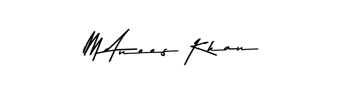 The best way (Asem Kandis PERSONAL USE) to make a short signature is to pick only two or three words in your name. The name M Anees Khan include a total of six letters. For converting this name. M Anees Khan signature style 9 images and pictures png