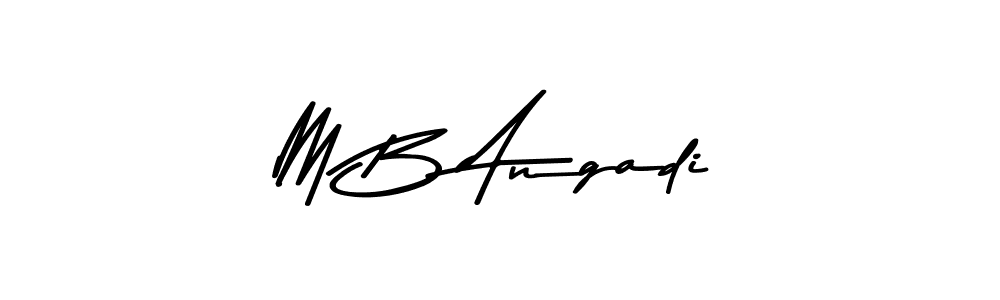 How to make M B Angadi name signature. Use Asem Kandis PERSONAL USE style for creating short signs online. This is the latest handwritten sign. M B Angadi signature style 9 images and pictures png