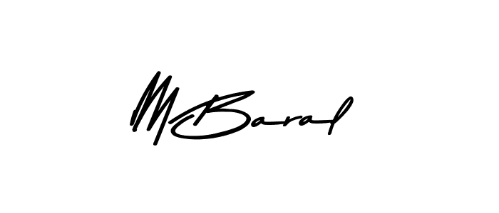 How to make M Baral name signature. Use Asem Kandis PERSONAL USE style for creating short signs online. This is the latest handwritten sign. M Baral signature style 9 images and pictures png