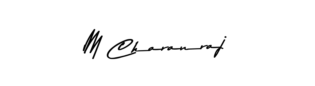 Create a beautiful signature design for name M Charanraj. With this signature (Asem Kandis PERSONAL USE) fonts, you can make a handwritten signature for free. M Charanraj signature style 9 images and pictures png