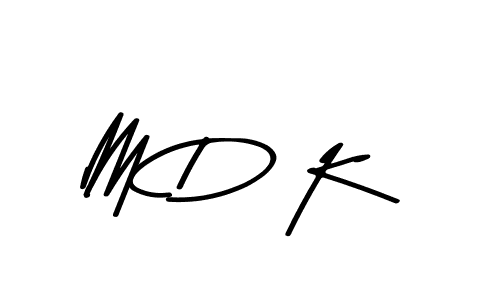 The best way (Asem Kandis PERSONAL USE) to make a short signature is to pick only two or three words in your name. The name M D K include a total of six letters. For converting this name. M D K signature style 9 images and pictures png