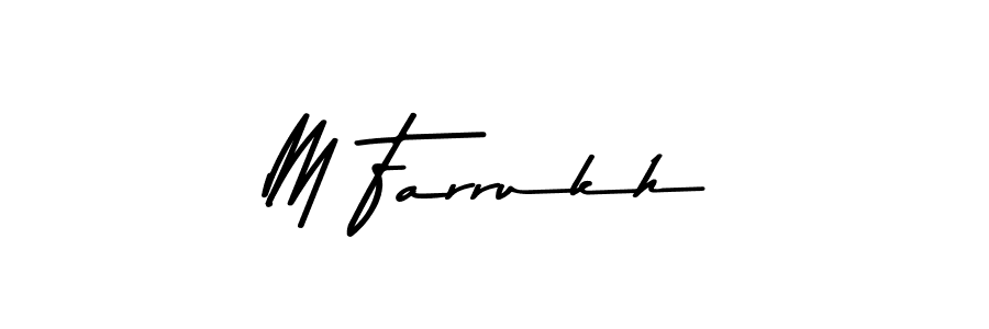 How to make M Farrukh name signature. Use Asem Kandis PERSONAL USE style for creating short signs online. This is the latest handwritten sign. M Farrukh signature style 9 images and pictures png