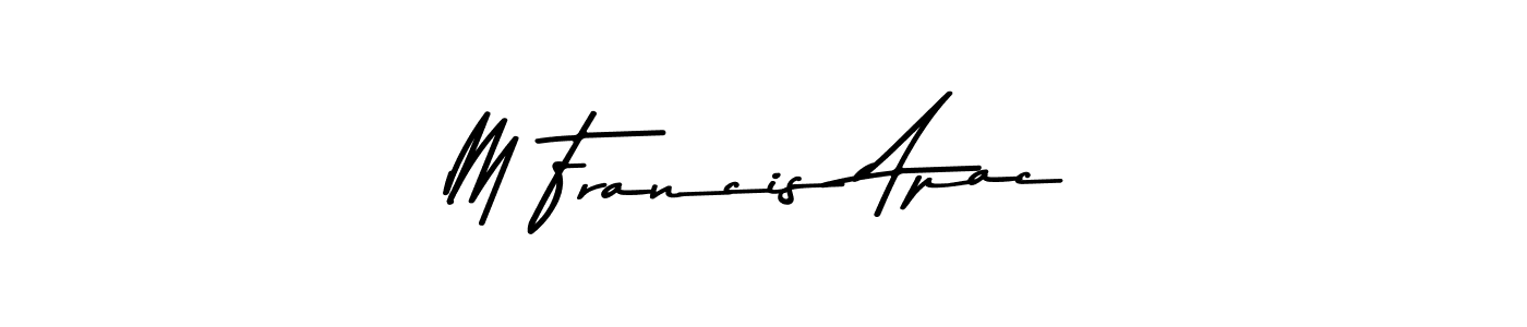 How to make M Francis Apac name signature. Use Asem Kandis PERSONAL USE style for creating short signs online. This is the latest handwritten sign. M Francis Apac signature style 9 images and pictures png