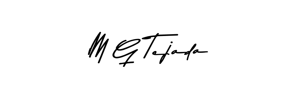 How to make M G Tejada name signature. Use Asem Kandis PERSONAL USE style for creating short signs online. This is the latest handwritten sign. M G Tejada signature style 9 images and pictures png