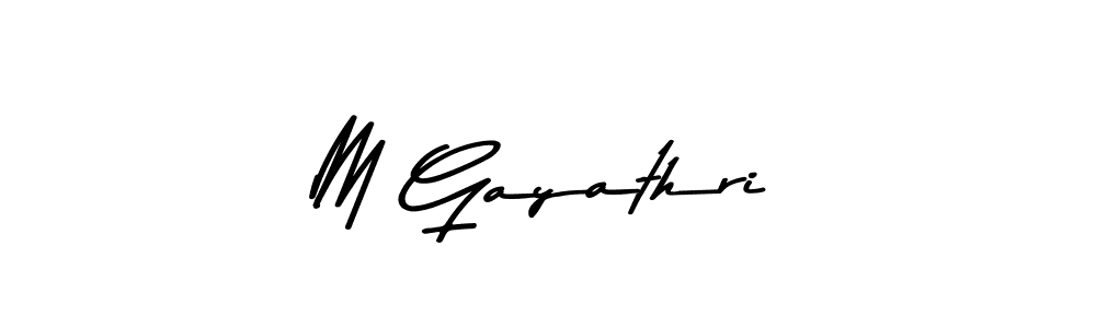 Make a beautiful signature design for name M Gayathri. With this signature (Asem Kandis PERSONAL USE) style, you can create a handwritten signature for free. M Gayathri signature style 9 images and pictures png