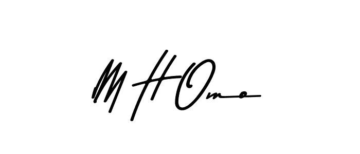 How to make M H Omo name signature. Use Asem Kandis PERSONAL USE style for creating short signs online. This is the latest handwritten sign. M H Omo signature style 9 images and pictures png