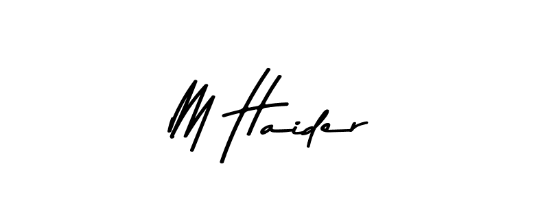 How to make M Haider name signature. Use Asem Kandis PERSONAL USE style for creating short signs online. This is the latest handwritten sign. M Haider signature style 9 images and pictures png