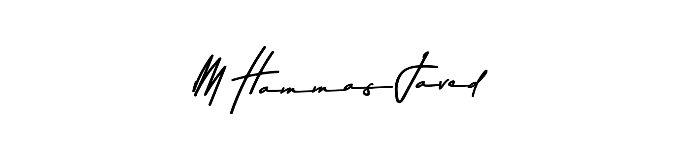 The best way (Asem Kandis PERSONAL USE) to make a short signature is to pick only two or three words in your name. The name M Hammas Javed include a total of six letters. For converting this name. M Hammas Javed signature style 9 images and pictures png