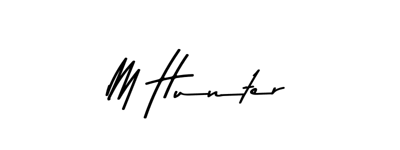 How to make M Hunter name signature. Use Asem Kandis PERSONAL USE style for creating short signs online. This is the latest handwritten sign. M Hunter signature style 9 images and pictures png