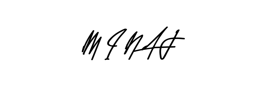 The best way (Asem Kandis PERSONAL USE) to make a short signature is to pick only two or three words in your name. The name M I N A J include a total of six letters. For converting this name. M I N A J signature style 9 images and pictures png