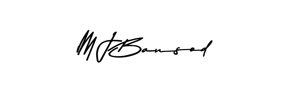 How to make M J Bansod name signature. Use Asem Kandis PERSONAL USE style for creating short signs online. This is the latest handwritten sign. M J Bansod signature style 9 images and pictures png