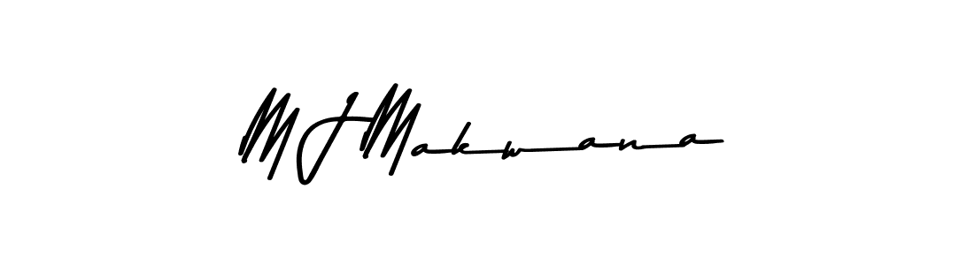 How to make M J Makwana name signature. Use Asem Kandis PERSONAL USE style for creating short signs online. This is the latest handwritten sign. M J Makwana signature style 9 images and pictures png