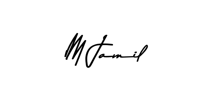 How to make M Jamil name signature. Use Asem Kandis PERSONAL USE style for creating short signs online. This is the latest handwritten sign. M Jamil signature style 9 images and pictures png