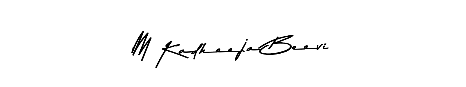 The best way (Asem Kandis PERSONAL USE) to make a short signature is to pick only two or three words in your name. The name M Kadheeja Beevi include a total of six letters. For converting this name. M Kadheeja Beevi signature style 9 images and pictures png