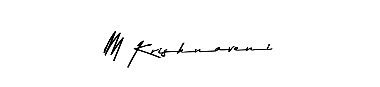 The best way (Asem Kandis PERSONAL USE) to make a short signature is to pick only two or three words in your name. The name M Krishnaveni include a total of six letters. For converting this name. M Krishnaveni signature style 9 images and pictures png