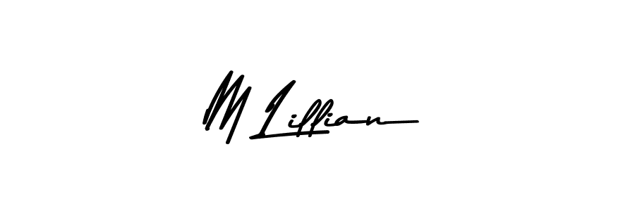 How to make M Lillian name signature. Use Asem Kandis PERSONAL USE style for creating short signs online. This is the latest handwritten sign. M Lillian signature style 9 images and pictures png