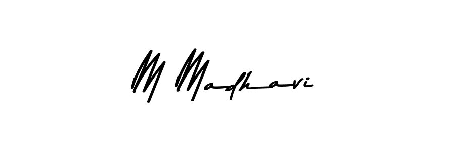 How to make M Madhavi name signature. Use Asem Kandis PERSONAL USE style for creating short signs online. This is the latest handwritten sign. M Madhavi signature style 9 images and pictures png