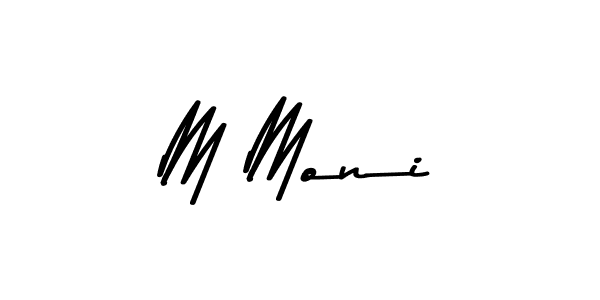 How to make M Moni name signature. Use Asem Kandis PERSONAL USE style for creating short signs online. This is the latest handwritten sign. M Moni signature style 9 images and pictures png