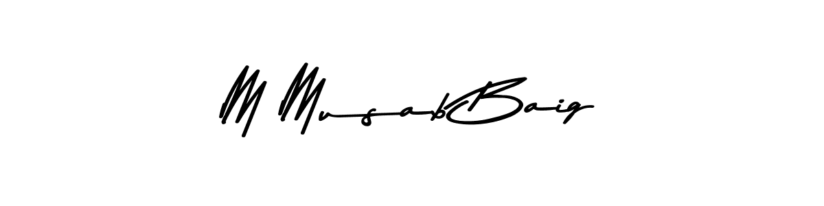 The best way (Asem Kandis PERSONAL USE) to make a short signature is to pick only two or three words in your name. The name M Musab Baig include a total of six letters. For converting this name. M Musab Baig signature style 9 images and pictures png