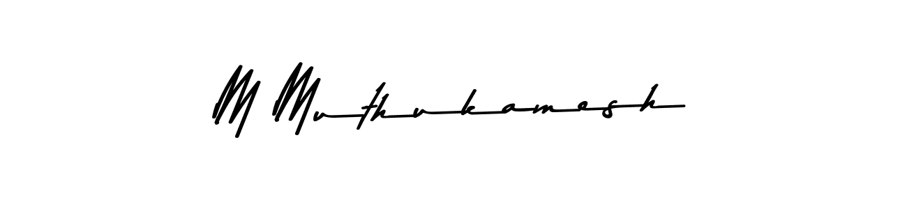 How to make M Muthukamesh name signature. Use Asem Kandis PERSONAL USE style for creating short signs online. This is the latest handwritten sign. M Muthukamesh signature style 9 images and pictures png