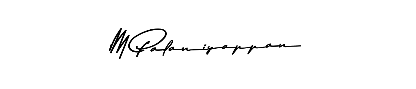 Create a beautiful signature design for name M Palaniyappan. With this signature (Asem Kandis PERSONAL USE) fonts, you can make a handwritten signature for free. M Palaniyappan signature style 9 images and pictures png